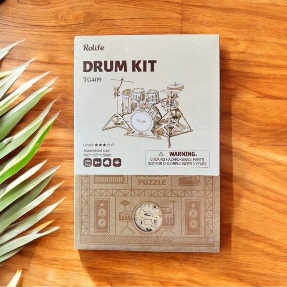 Rolife Drum Kit TG409 3D Wooden Puzzle – 246 PCS – DIY Music Room Model Kit - Picture 1 of 8